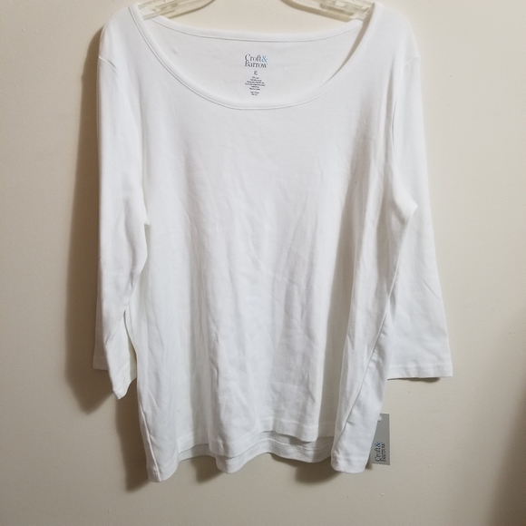 White Scoop Neck Shirt Stretchy - Picture 2 of 4